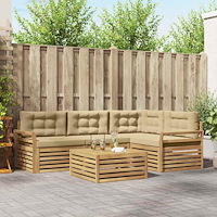 vidaXL Utomhussoffset 5 pcs Vit och Beige 79 x 79 x 37 cm Polyester