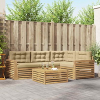 vidaXL Utomhussoffset 5 pcs Vit och Beige 79 x 79 x 37 cm Polyester
