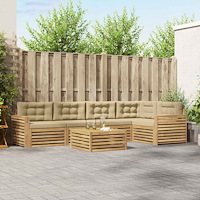 vidaXL Utomhussoffset 6 st Vit och Beige Polyester