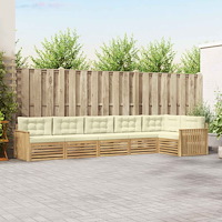 vidaXL Utomhussoffset 6 pcs Vit och grädde 406 x 168,5 x 73 cm