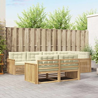 vidaXL Utomhussoffset 7 pcs Vit och grädde 327 x 168,5 x 73 cm