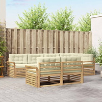 vidaXL Utomhussoffset 7 pcs Vit och grädde 329 x 170,5 x 73 cm