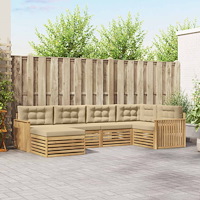 vidaXL Utomhussoffset 6 st Vit och Beige Polyester