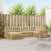 vidaXL Utomhussoffset 6 st Vit och Beige Polyester
