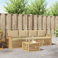 vidaXL Utomhussoffset med kudde 5 pcs Vit och Beige Polyester