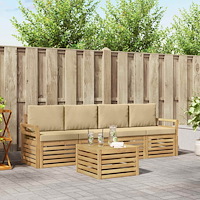 vidaXL Utomhussoffset med kudde 5 pcs Vit och Beige Polyester