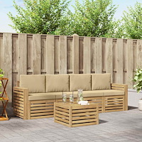 vidaXL Utomhussoffset med kudde 5 pcs Vit och Beige Polyester