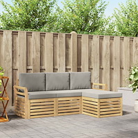 vidaXL Utomhussoffset 4 pcs Vit och ljusgrå 193,5 x 122,5 x 73 cm