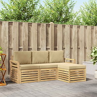 vidaXL Utomhussoffset 4 pcs Vit och Beige 193,5 x 122,5 x 73 cm
