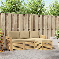vidaXL Utomhussoffset 4 pcs Vit och Beige 197,5 x 122,5 x 73 cm
