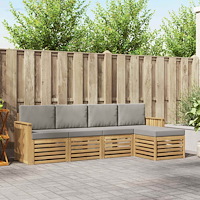 vidaXL Utomhussoffset 5 pcs Vit och ljusgrå 249 x 122,5 x 73 cm