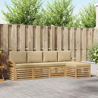 vidaXL Utomhussoffset 5 pcs Vit och Beige 253 x 122,5 x 73 cm