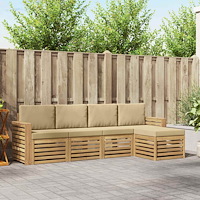 vidaXL Utomhussoffset 5 pcs Vit och Beige 257 x 122,5 x 73 cm
