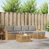 vidaXL Utomhussoffset 6 pcs Vit och ljusgrå 59 x 59 x 37 cm Polyester