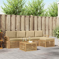vidaXL Utomhussoffset 6 pcs Vit och Beige 59 x 59 x 37 cm Polyester