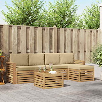 vidaXL Utomhussoffset 6 pcs Vit och Beige 59 x 59 x 37 cm Polyester