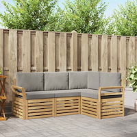 vidaXL Soffgrupper 4 pcs Vit och ljusgrå 190 x 130,5 x 73 cm Polyester