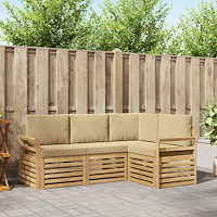 vidaXL Soffgrupper 4 pcs Vit och Beige 190 x 130,5 x 73 cm Polyester