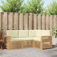 vidaXL Soffgrupper 4 pcs Vit och grädde 191 x 132,5 x 73 cm Polyester
