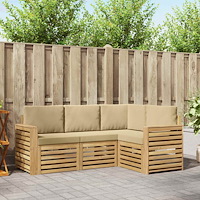 vidaXL Soffgrupper 4 pcs Vit och Beige 191 x 132,5 x 73 cm Polyester