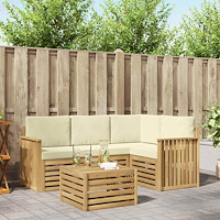 vidaXL Utomhussoffset 5 pcs Vit och grädde 59 x 59 x 37 cm Polyester