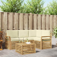 vidaXL Utomhussoffset 5 pcs Vit och grädde 59 x 59 x 37 cm Polyester