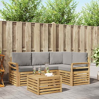 vidaXL Utomhussoffset 5 pcs Vit och ljusgrå 59 x 59 x 37 cm Polyester