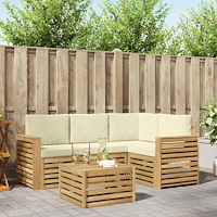 vidaXL Utomhussoffset 5 pcs Vit och grädde 59 x 59 x 37 cm Polyester