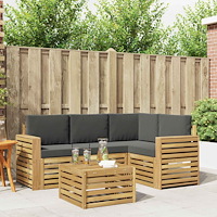 vidaXL Utomhussoffset 5 pcs Vit och antracit 59 x 59 x 37 cm Polyester