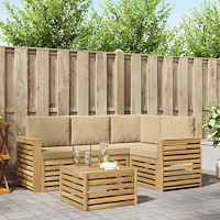 vidaXL Utomhussoffset 5 pcs Vit och Beige 59 x 59 x 37 cm Polyester