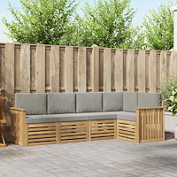 vidaXL Utomhussoffset 5 pcs Vit och ljusgrå 247 x 128,5 x 73 cm