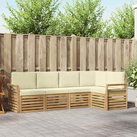 vidaXL Utomhussoffset 5 pcs Vit och grädde 249 x 130,5 x 73 cm