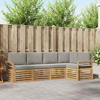 vidaXL Utomhussoffset 5 pcs Vit och ljusgrå 249 x 130,5 x 73 cm