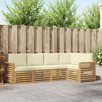 vidaXL Utomhussoffset 5 pcs Vit och grädde 251 x 132,5 x 73 cm
