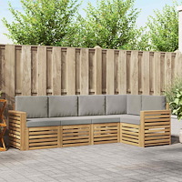 vidaXL Utomhussoffset 5 pcs Vit och ljusgrå 251 x 132,5 x 73 cm
