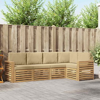 vidaXL Utomhussoffset 5 pcs Vit och Beige 251 x 132,5 x 73 cm