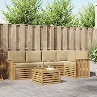 vidaXL Utomhussoffset 6 pcs Vit och Beige 59 x 59 x 37 cm Polyester
