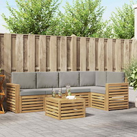 vidaXL Utomhussoffset 6 pcs Vit och ljusgrå 59 x 59 x 37 cm Polyester
