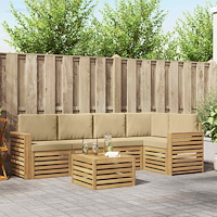 vidaXL Utomhussoffset 6 pcs Vit och Beige 59 x 59 x 37 cm Polyester