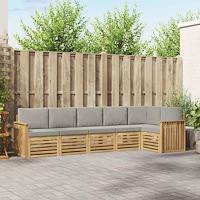 vidaXL Utomhussoffset 6 pcs Vit och ljusgrå 306 x 128,5 x 73 cm
