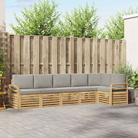 vidaXL Utomhussoffset 6 pcs Vit och ljusgrå 308 x 130,5 x 73 cm