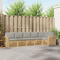 vidaXL Utomhussoffset 6 pcs Vit och ljusgrå 310 x 132,5 x 73 cm