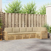 vidaXL Utomhussoffset 6 pcs Vit och Beige 310 x 132,5 x 73 cm