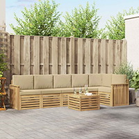 vidaXL Utomhussoffset 7 pcs Vit och Beige 59 x 59 x 37 cm Polyester