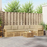 vidaXL Utomhussoffset 7 pcs Vit och Beige 59 x 59 x 37 cm Polyester