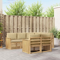 vidaXL Utomhussoffset 7 pcs Vit och Beige 247 x 128,5 x 73 cm