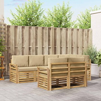 vidaXL Utomhussoffset 7 pcs Vit och Beige 249 x 130,5 x 73 cm