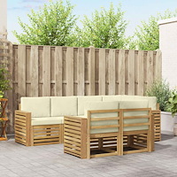 vidaXL Utomhussoffset 7 pcs Vit och grädde 251 x 132,5 x 73 cm