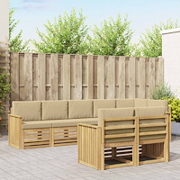 vidaXL Utomhussoffset 8 pcs Vit och Beige 306 x 128,5 x 73 cm