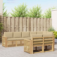 vidaXL Utomhussoffset 8 pcs Vit och Beige 310 x 132,5 x 73 cm